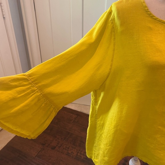 Bryn Walker Chartreuse Lagenlook High Low Hem Three-Quarter Sleeve Tunic Top XL - Picture 5 of 13